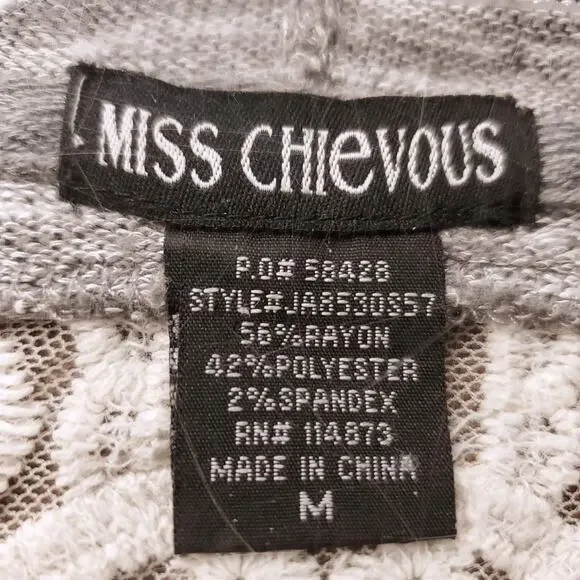 Miss Chievous Hoodie Womens M Gray Lace Crochet Back Pockets Casual Athleisure - Picture 11 of 13